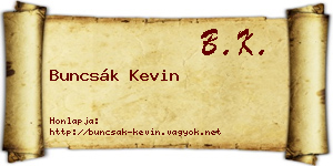 Buncsák Kevin névjegykártya